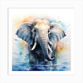 Elephant In Water Art Print