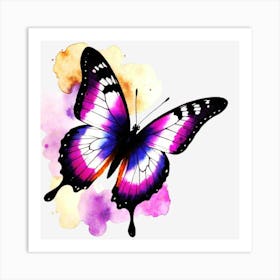 Butterfly On A Black Background 1 Art Print