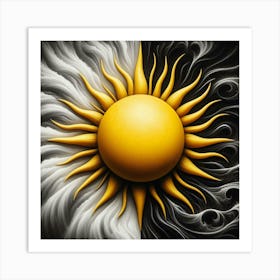 Black And White Sun Art Print