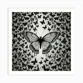 Butterfly - Black And White Art Print