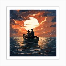 Couple In A Boat Art Print