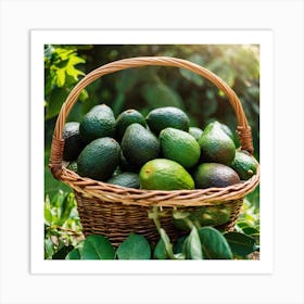 Avocados In A Basket 2 Art Print