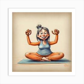 Illustration Of A Woman Doing Yoga Art Print