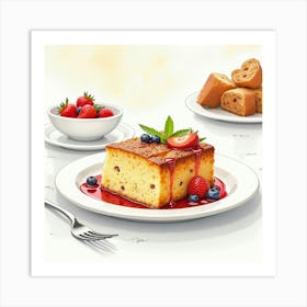 Cake With Berries Art Print