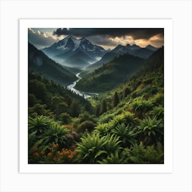 Ferns And Mountains Art Print