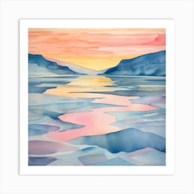 Icy Lake Sunset Art Print