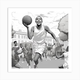 Obama Basketball Coloring Page Art Print