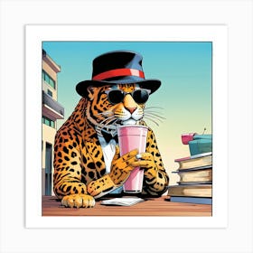 Leopard In A Hat Art Print