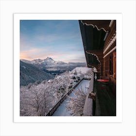 Mountains Balcony Landscape Wallpaper 1024x1024 Art Print