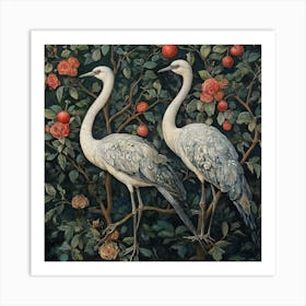 Cranes In The Orchard Art Art Print