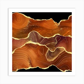 Orange Gold Glitter Agate Texture 01 1 Art Print