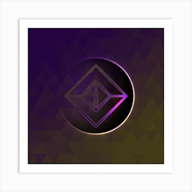 Geometric Neon Glyph on Jewel Tone Triangle Pattern 120 Art Print