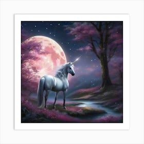 Unicorn In The Moonlight 1 Art Print