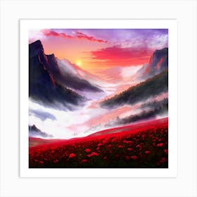 Sunset In The Mountains 3 Art Print