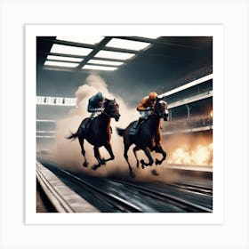 Horse Racing In A Stadium Art Print