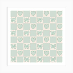 Blue Bow Checkered Print Art Print