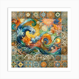 Van Gogh Islamic Tile Art Print