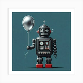 Robot With Balloon Art Print