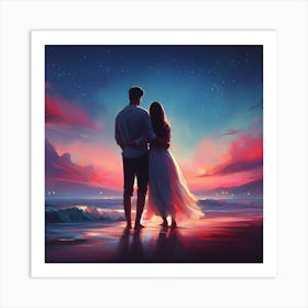 Couple At The Beach 1 Art Print