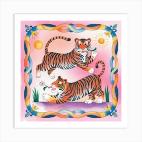 Whimsical Tigers Art Print