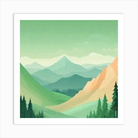 Misty mountains background in green tone 39 Art Print