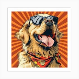 Golden Retriever In Sunglasses Art Print