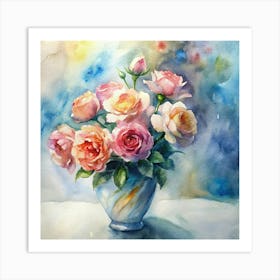 Roses In A Vase 3 Art Print