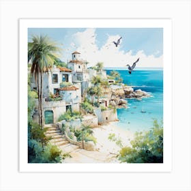 White House On The Beach Art Print