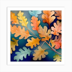 Autumn Oak Leaves Art Print