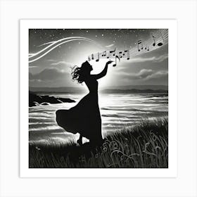 Girl Playing Music Art Print