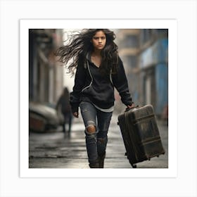 Girl With The Suitcase Art Print