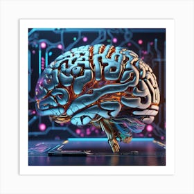 Brain On A Circuit Board 88 Art Print