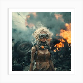 Steampunk Girl With Goggles Art Print