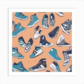 Seamless Pattern Of Sneakers Art Print