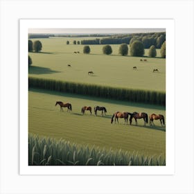 Horses In A Field 12 Art Print