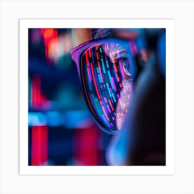 Man In Glasses Looking At Stock Charts Art Print