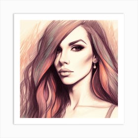 Girl With Long Hair 1 Art Print