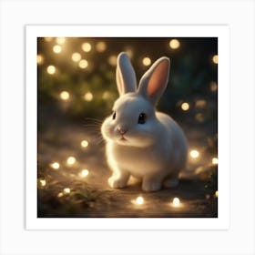 White Bunny With Lights Art Print