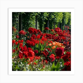 Into The Garden Red 3 Art Print