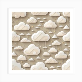 Paper Clouds Seamless Pattern Art Print