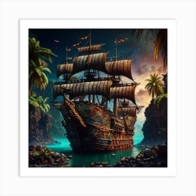 Pirate Ship In The Ocean 1 Art Print