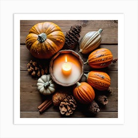 Pumpkins And Cones Art Print