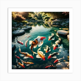 Koi Fish In The Pond Art Print