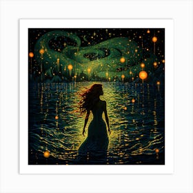 Dreaming Girl In The Water Art Print