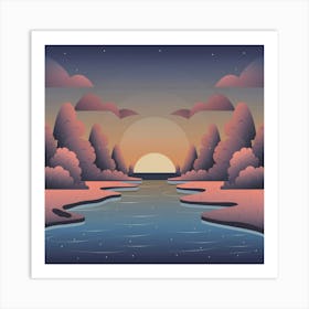 Sunset In The Forest 1 Art Print