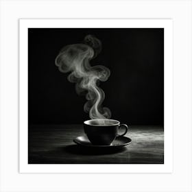 Black And White Coffee Cup With Steam 2 Art Print