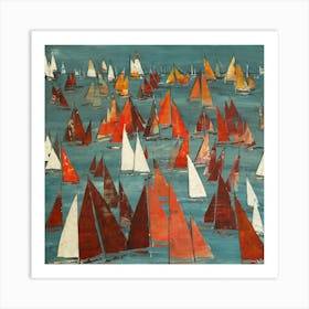 Red Sails Square Art Print