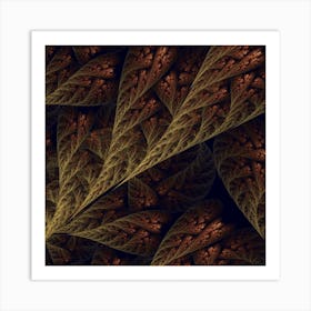 Brown Floral Abstract Fractal Art Print