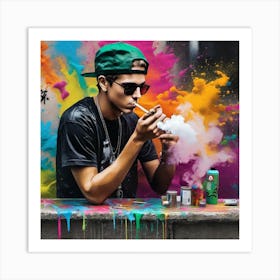 Young Man Smoking A Cigarette 3 Art Print