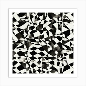 Abstract Black And White Checkered Pattern Art Print